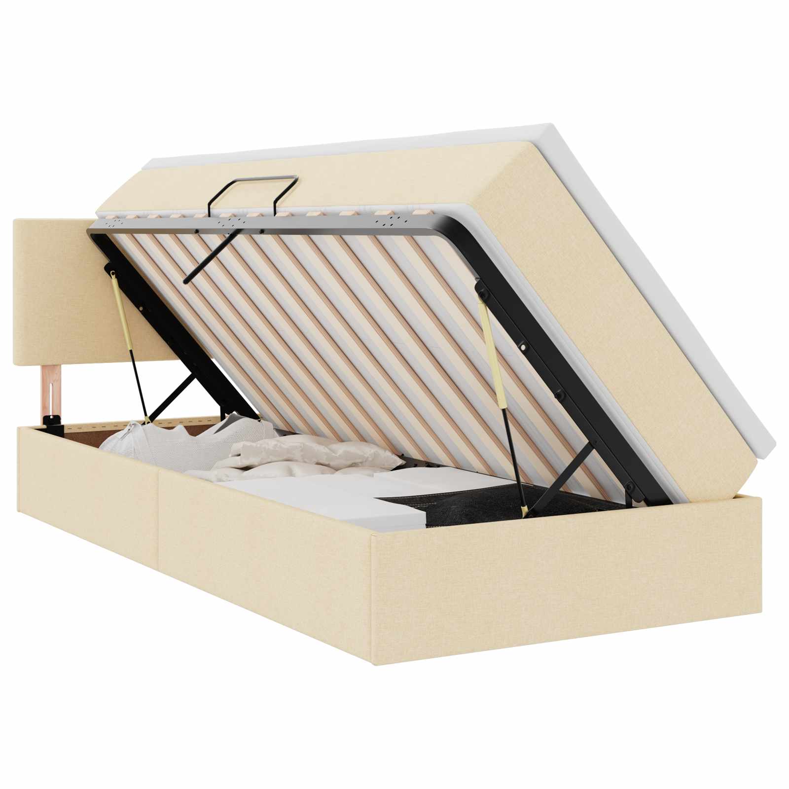 Krevet s prostorom za pohranu s LED-om Krema 90 x 190 cm