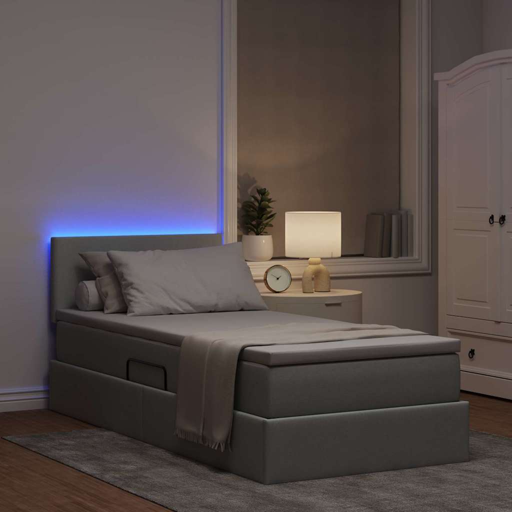 LED krevet za pohranu s madracem Svjetlosiva 90 x 200 cm
