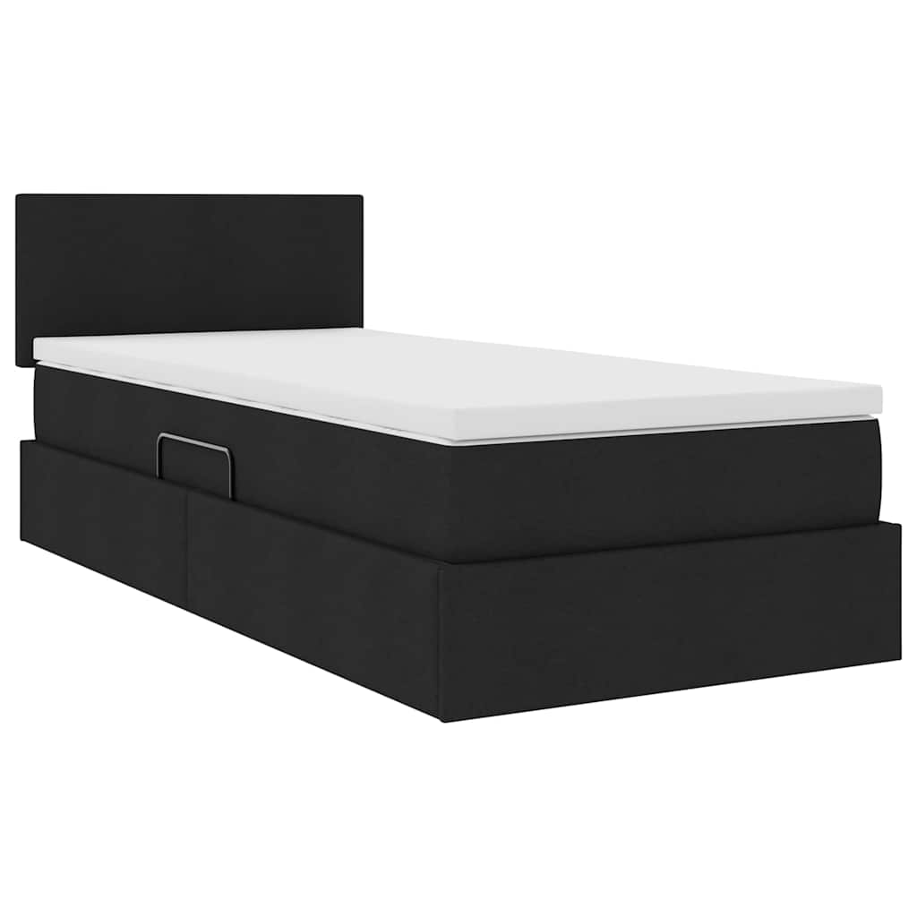 Krevet s prostorom za pohranu s LED-om Crna 90 x 200 cm tkanina