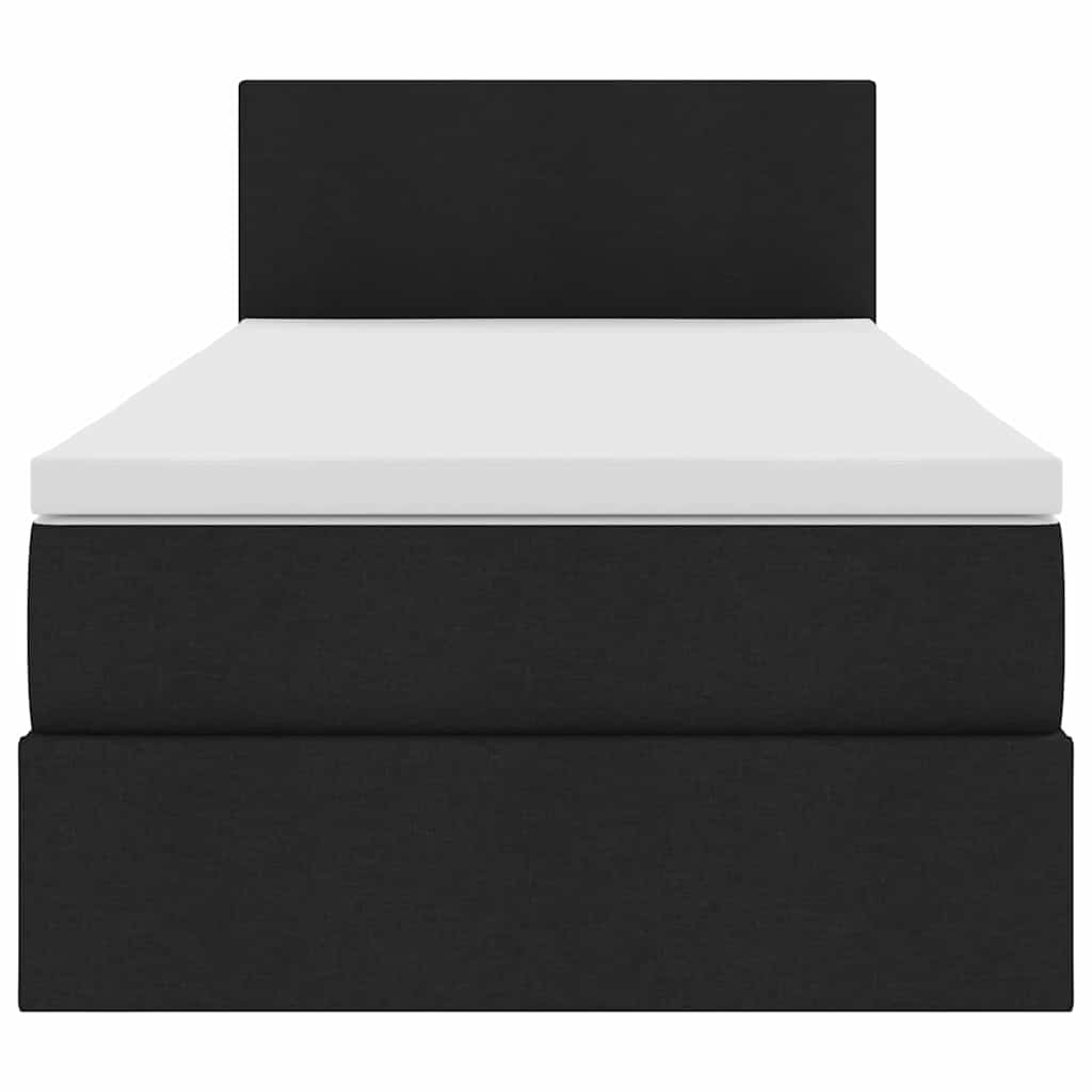 Krevet s prostorom za pohranu s LED-om Crna 90 x 200 cm tkanina