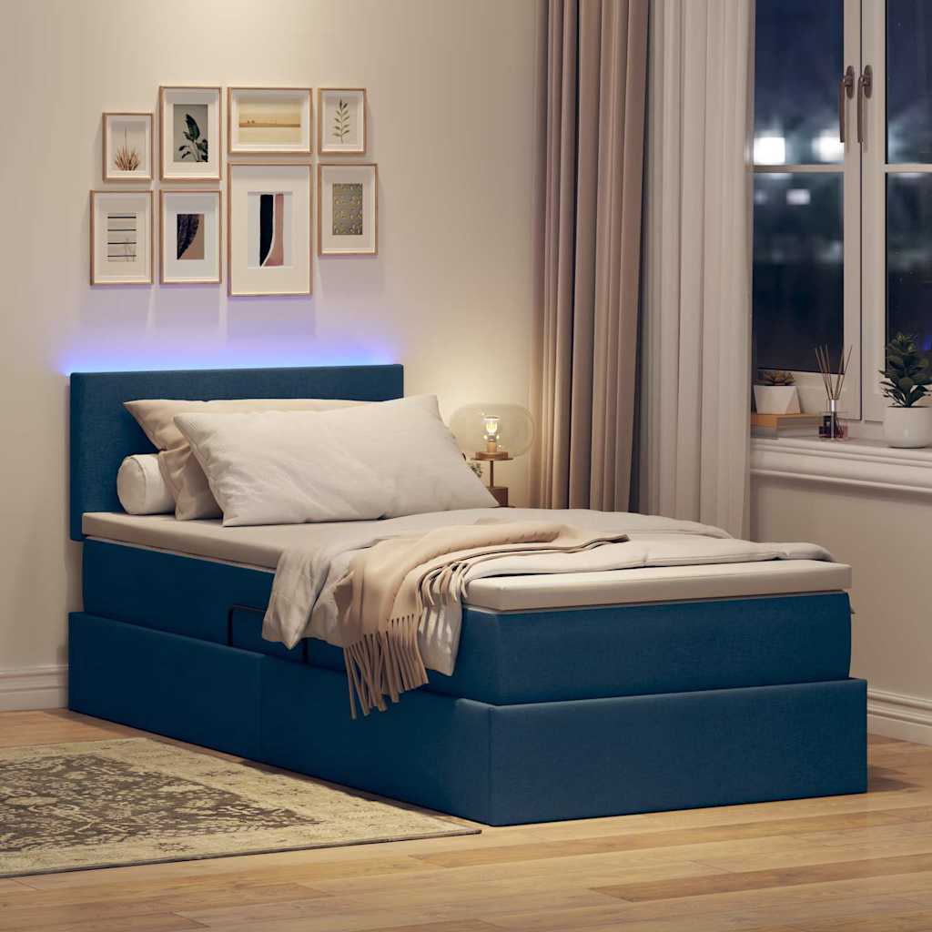 Krevet s prostorom za pohranu s LED-om Plava 90 x 200 cm