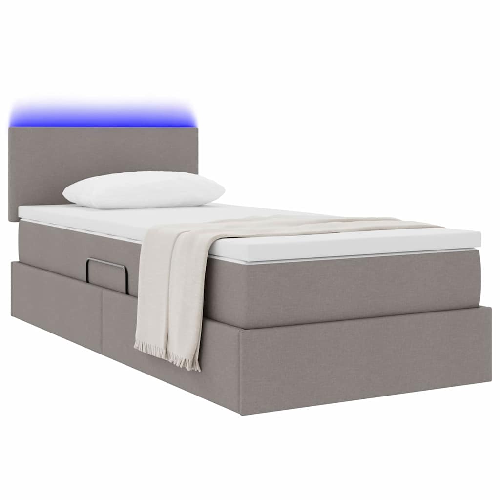 Krevet s prostorom za pohranu s LED-om Sivo-smeđa 100 x 200 cm