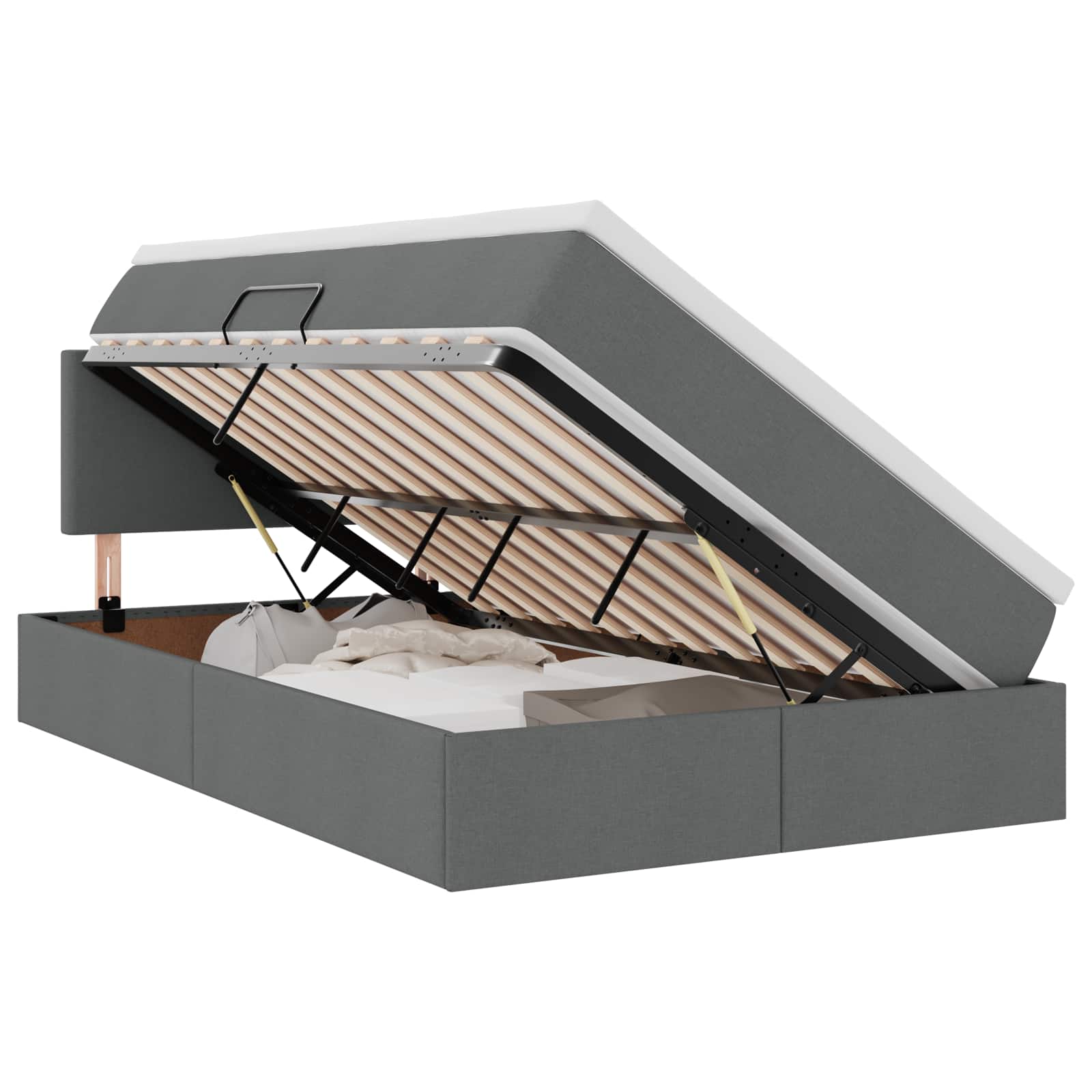 Krevet s prostorom za pohranu s LED-om Tamno siva 120 x 190 cm