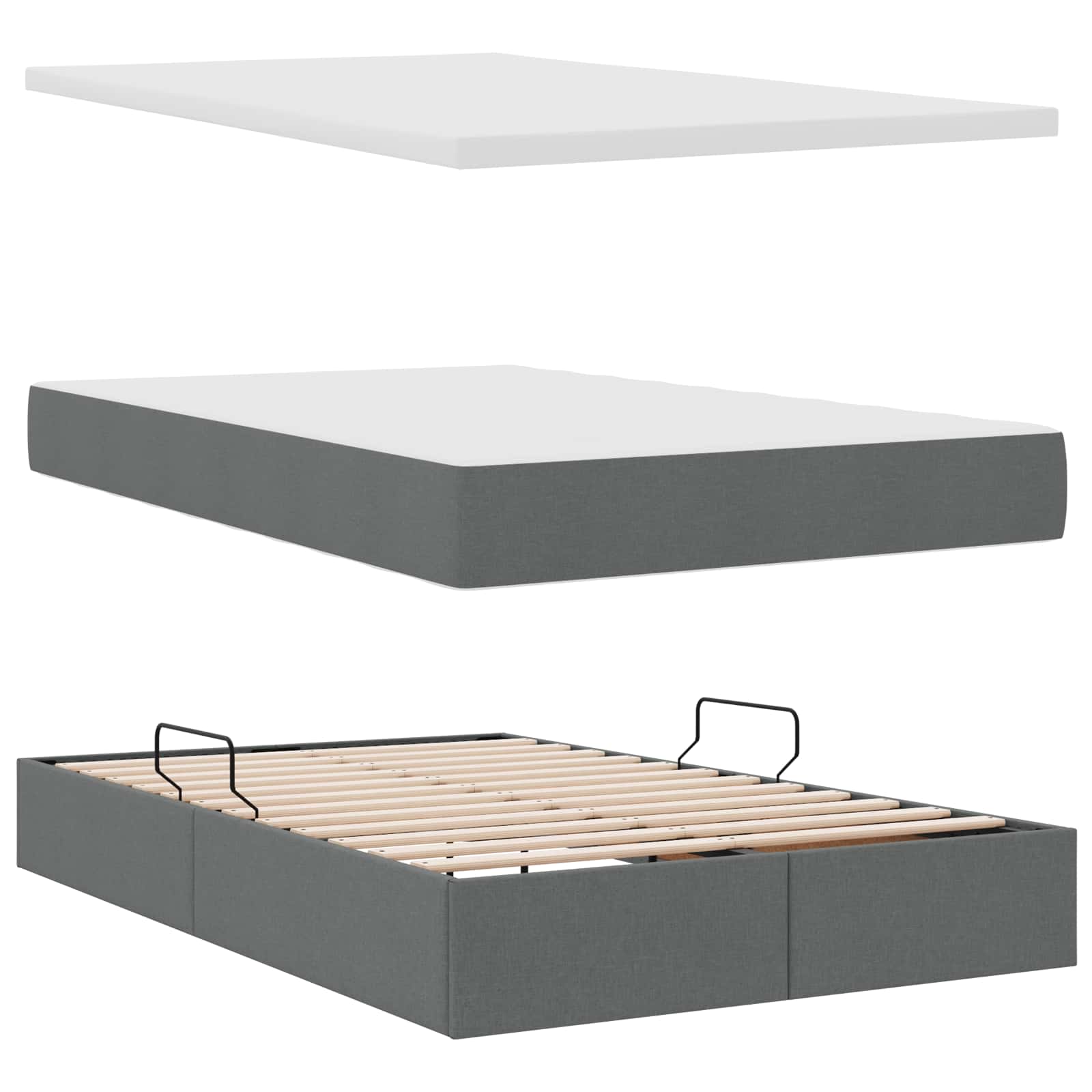 Krevet s prostorom za pohranu s LED-om Tamno siva 120 x 190 cm