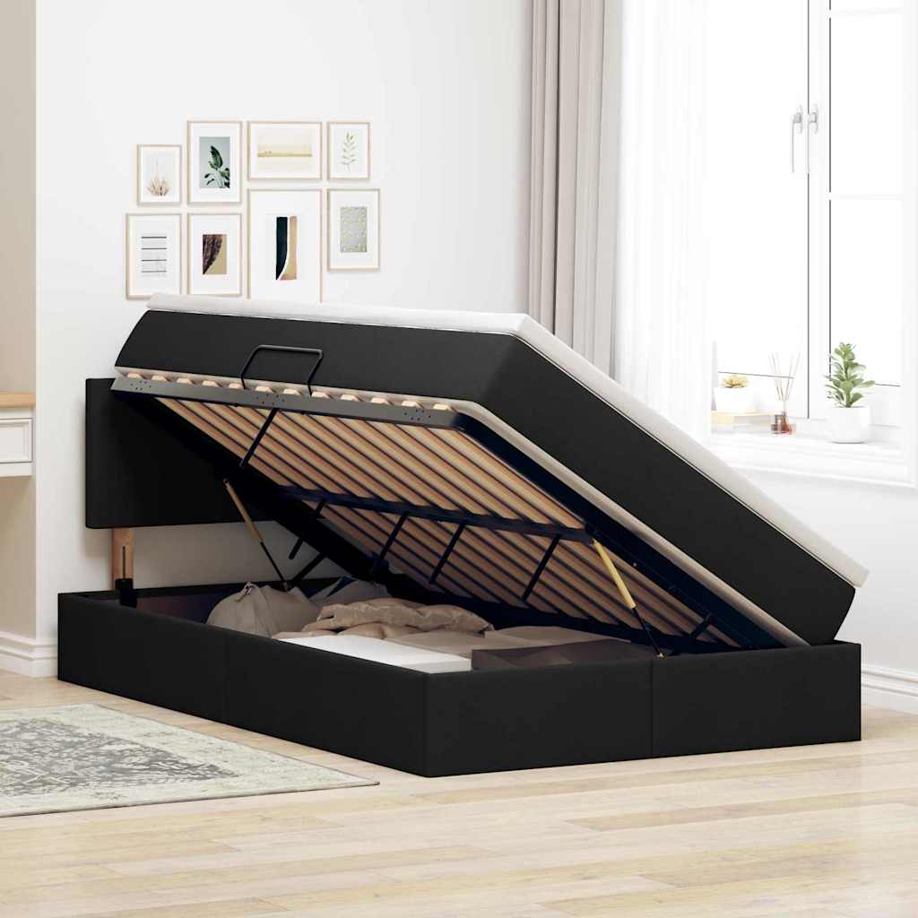 Krevet s prostorom za pohranu s LED-om Crna 120 x 190 cm
