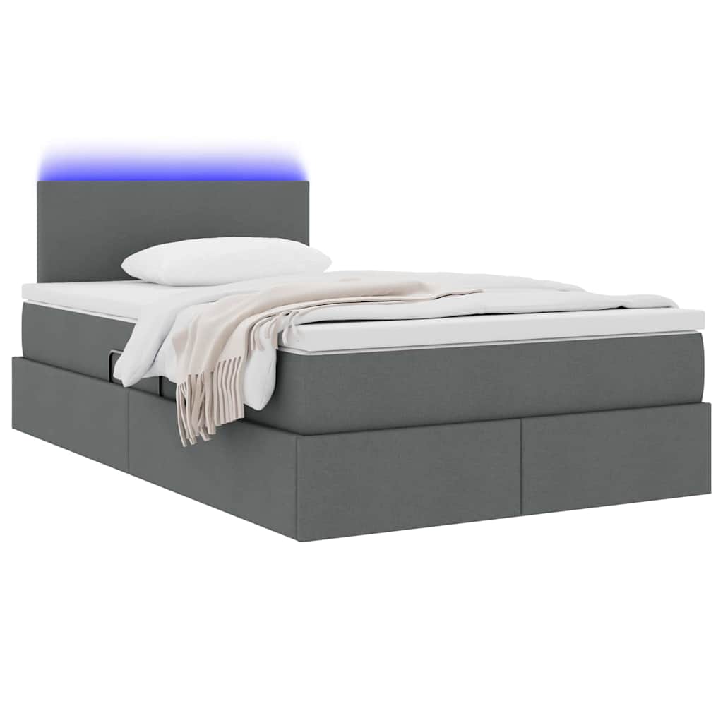 Krevet s prostorom za pohranu s LED-om Tamno siva 120 x 200 cm