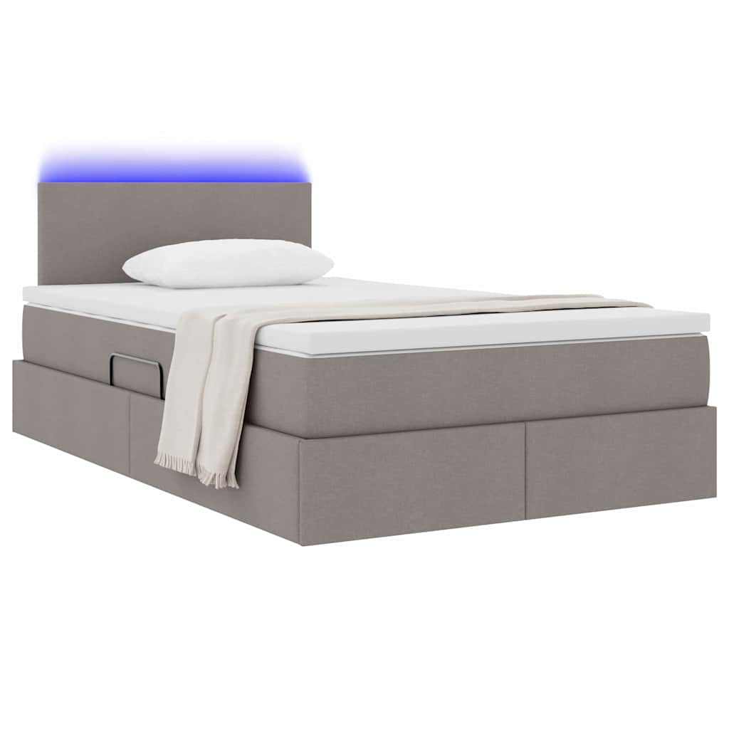 Krevet s prostorom za pohranu s LED-om Sivo-smeđa 120 x 200 cm