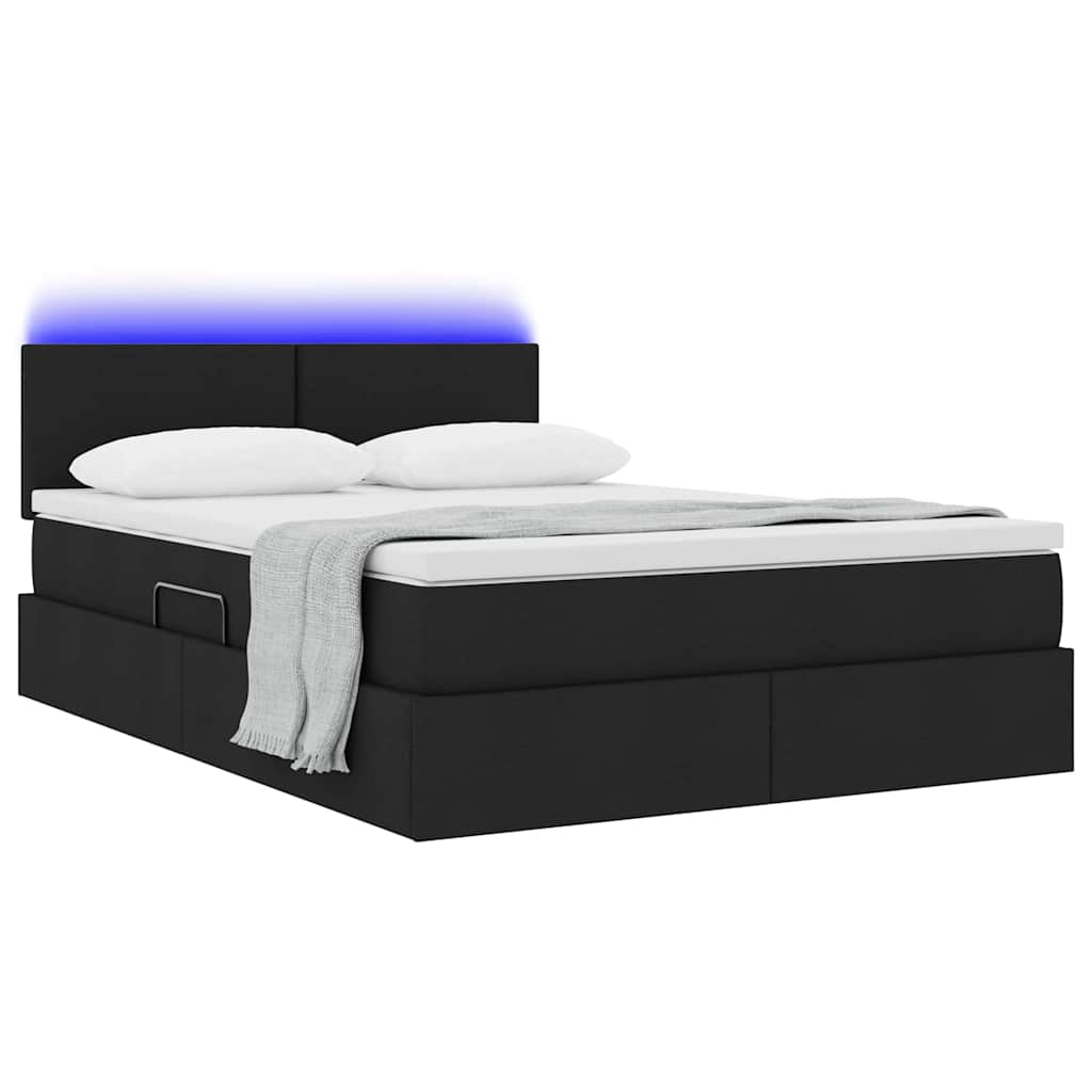 Krevet s prostorom za pohranu s LED-om Crna 140 x 200 cm