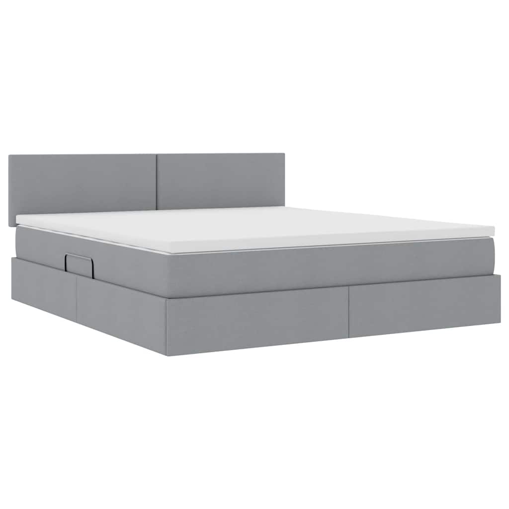Krevet s prostorom za pohranu s LED-om Svijetlo siva tkanina