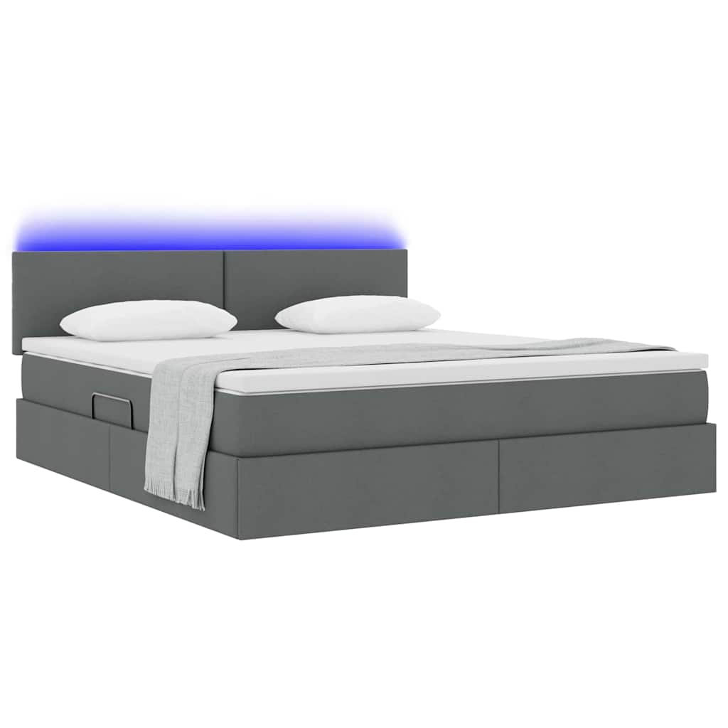 Krevet s prostorom za pohranu s LED-om Tamno siva 180 x 200 cm