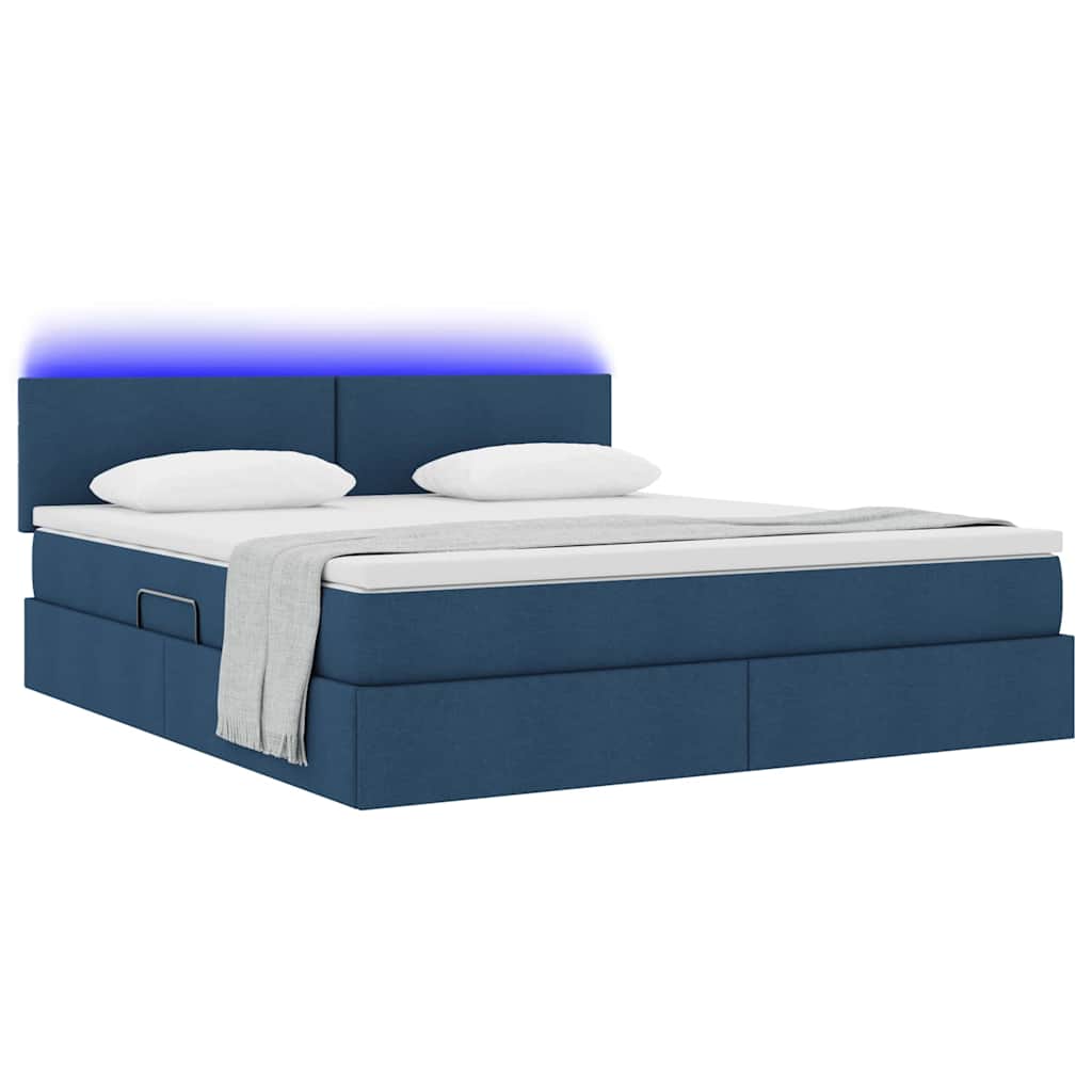 Krevet s prostorom za pohranu s LED-om Plava 180 x 200 cm