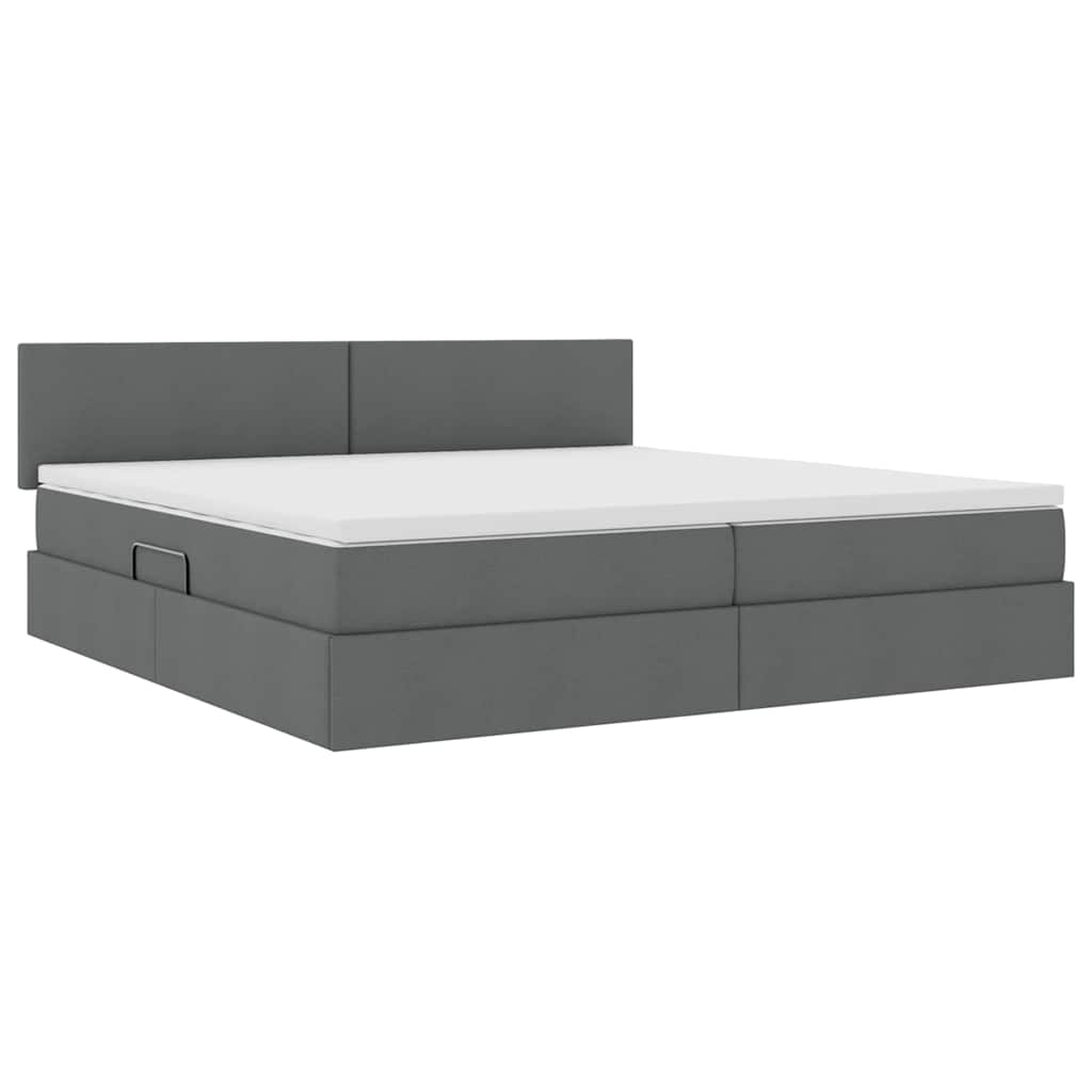Krevet s prostorom za pohranu s LED-om Tamno siva 200 x 200 cm