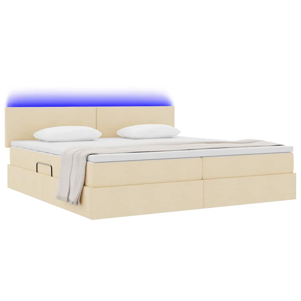 Krevet s prostorom za pohranu s LED-om Krema 200 x 200 cm