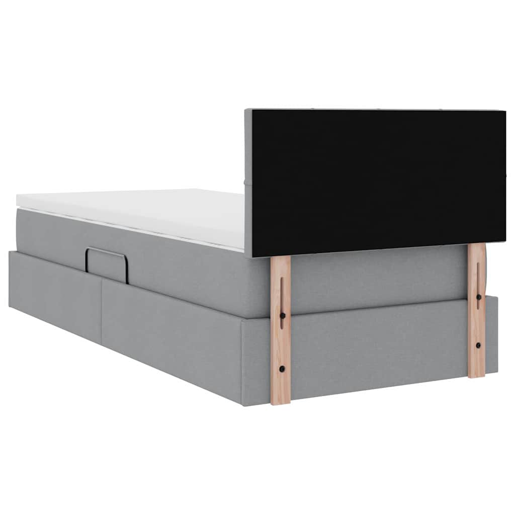 LED krevet za pohranu s madracem Svjetlosiva 90 x 190 cm