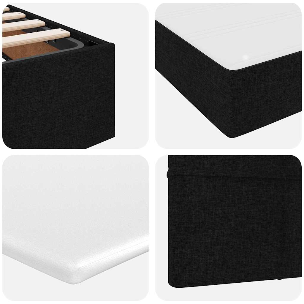 Krevet s prostorom za pohranu s LED-om Crna 90 x 190 cm tkanina