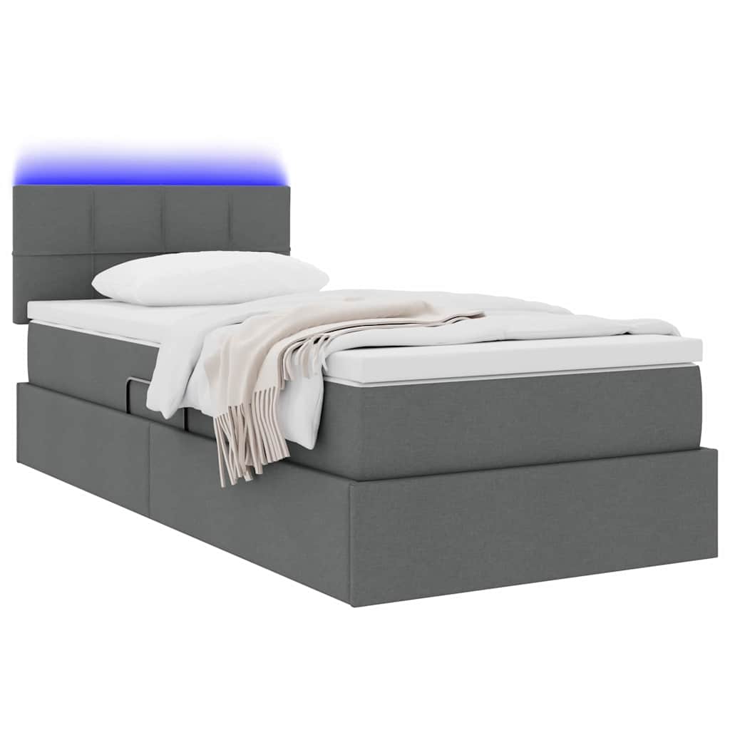 Krevet s prostorom za pohranu s LED-om Tamno siva 90 x 200 cm