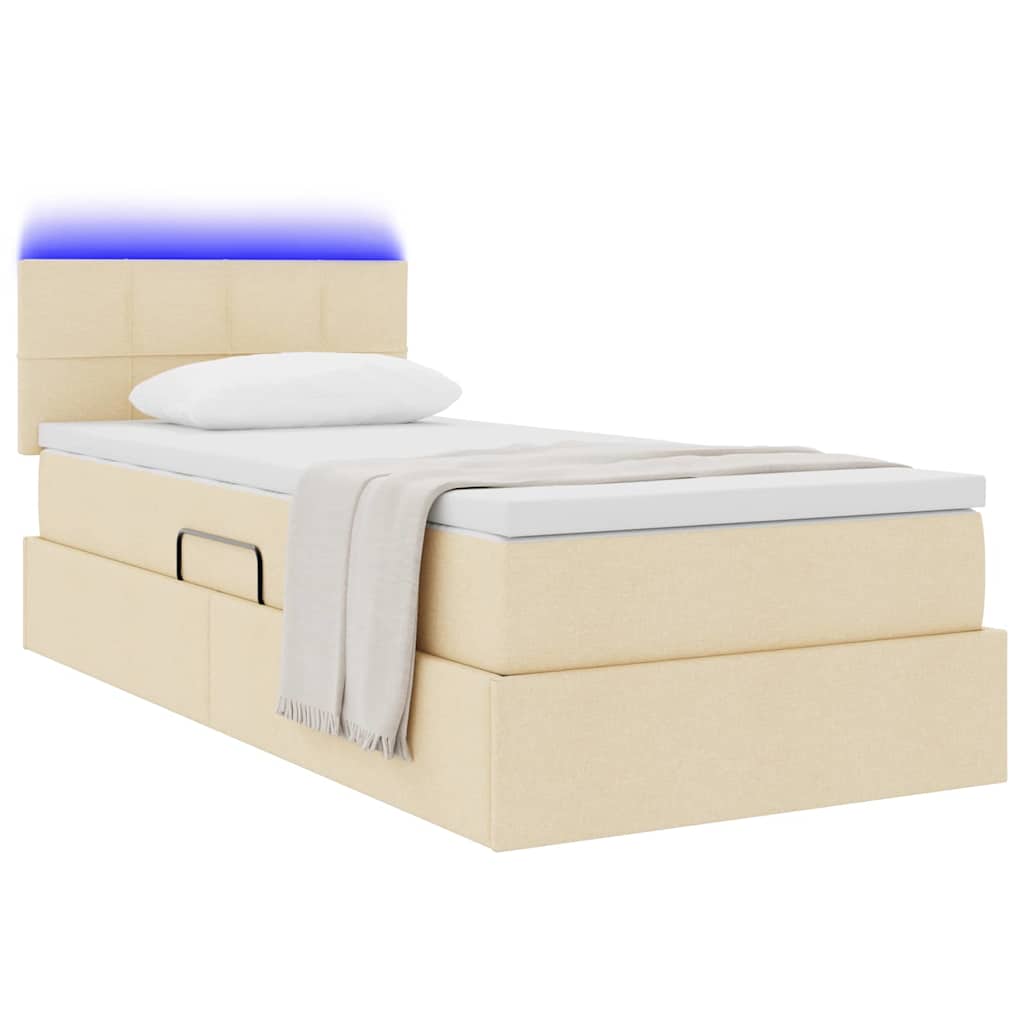 Krevet s prostorom za pohranu s LED-om Krema 90 x 200 cm