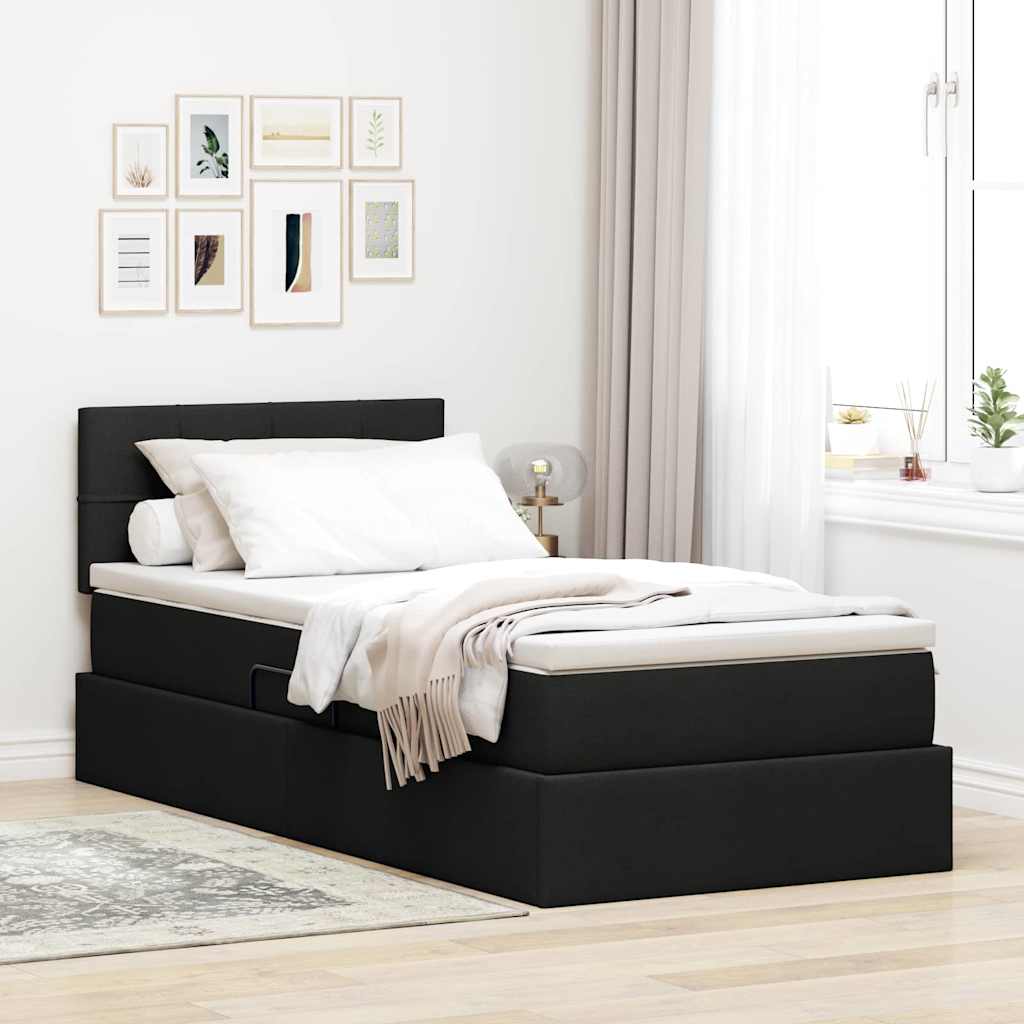 Krevet s prostorom za pohranu s LED-om Crna 100 x 200 cm