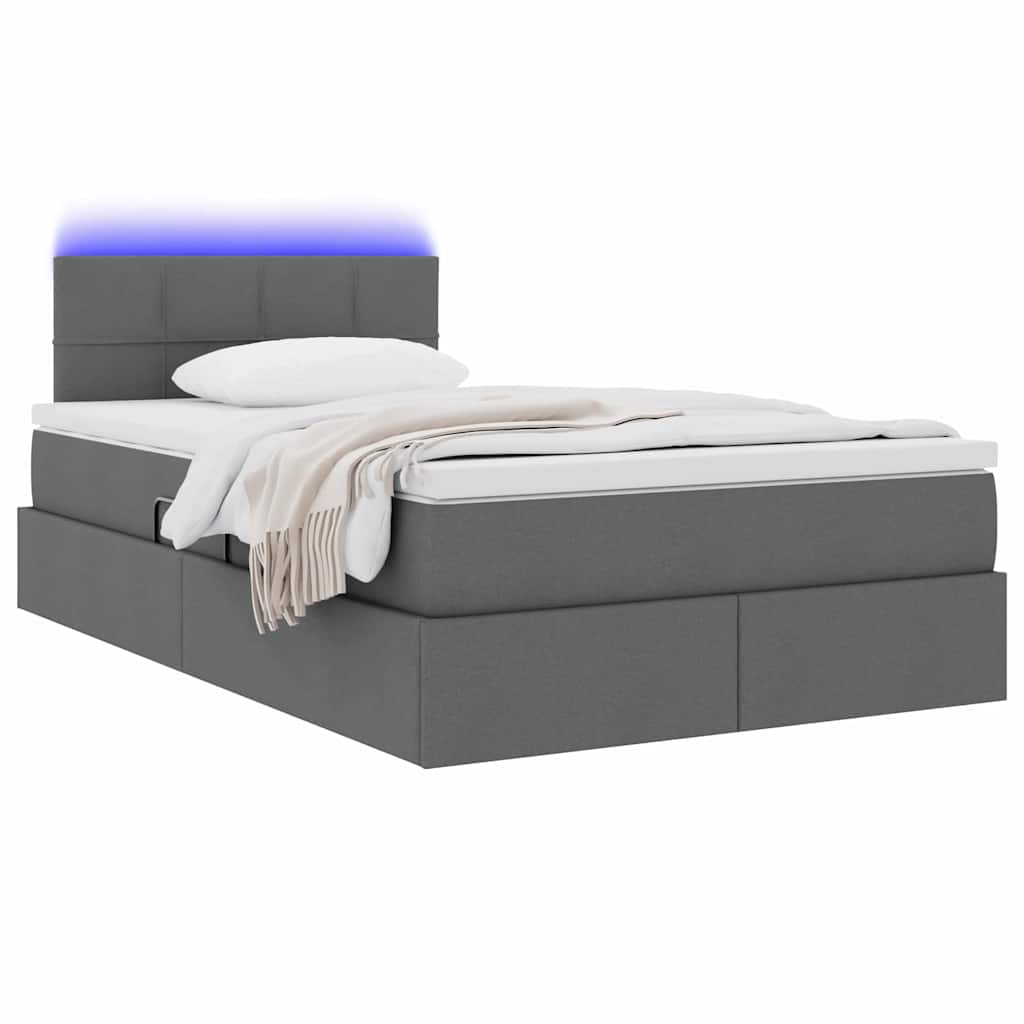Krevet s prostorom za pohranu s LED-om Tamno siva 120 x 190 cm