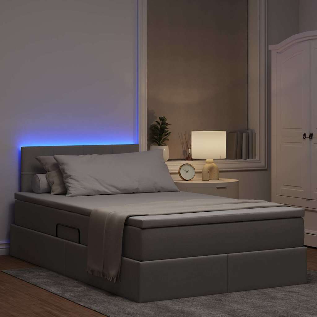 Krevet s prostorom za pohranu s LED-om Sivo-smeđa 120 x 200 cm