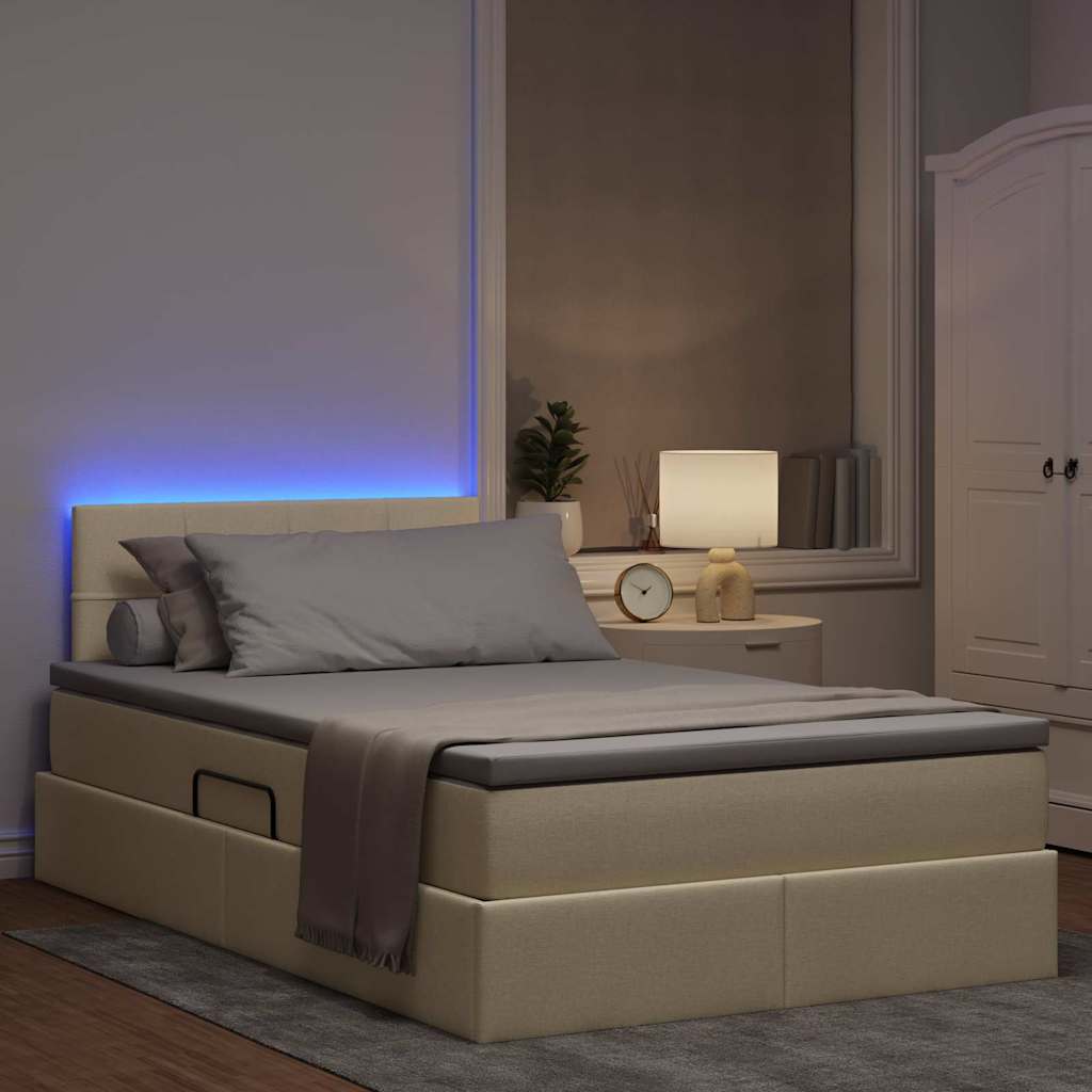 Krevet s prostorom za pohranu s LED-om Krema 120 x 200 cm