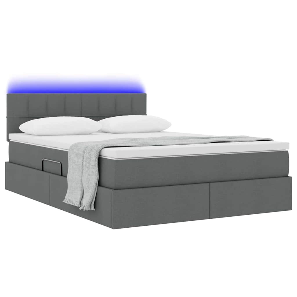 Krevet s prostorom za pohranu s LED-om Tamno siva 140 x 190 cm