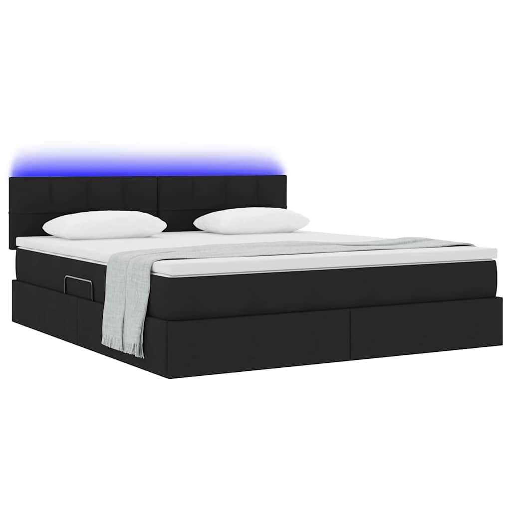 Krevet s prostorom za pohranu s LED-om Crna 160 x 200 cm