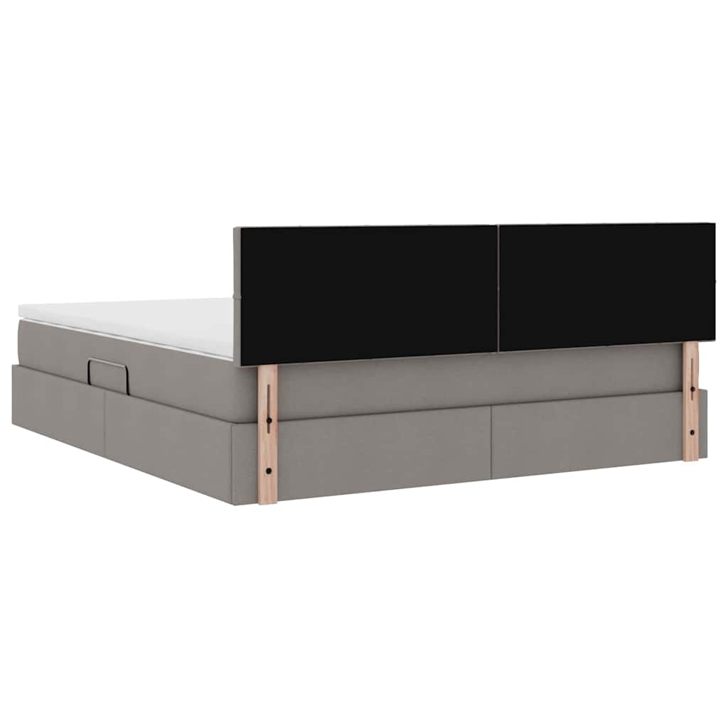 LED krevet za pohranu s madracem Sivosmeđa 160 x 200 cm Tkanina