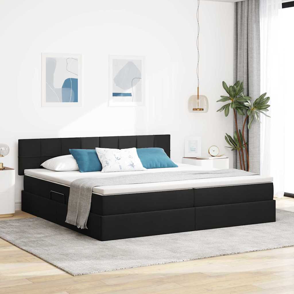 Krevet s prostorom za pohranu s LED-om Crna 200 x 200 cm