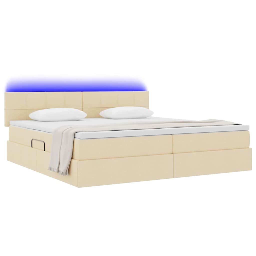Krevet s prostorom za pohranu s LED-om Krema 200 x 200 cm