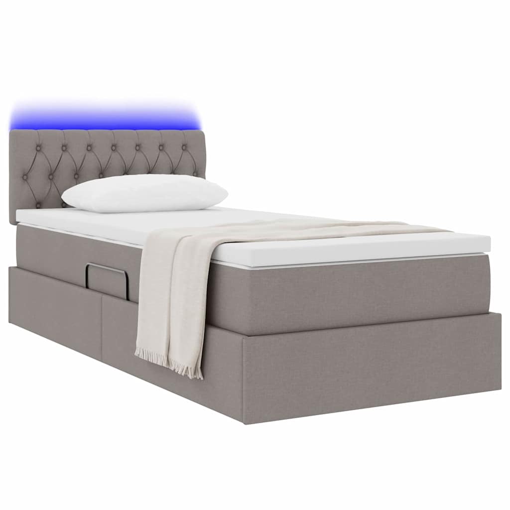 Krevet s prostorom za pohranu s LED-om Sivo-smeđa 90 x 190 cm