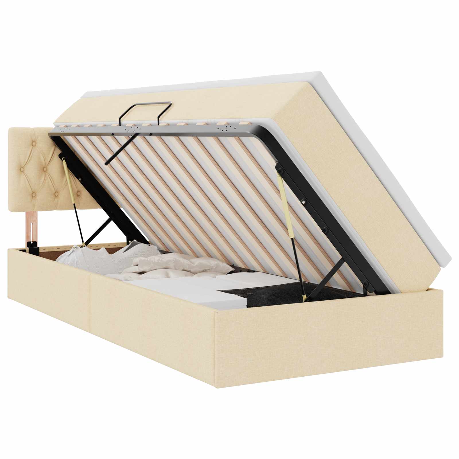 Krevet s prostorom za pohranu s LED-om Krema 90 x 190 cm