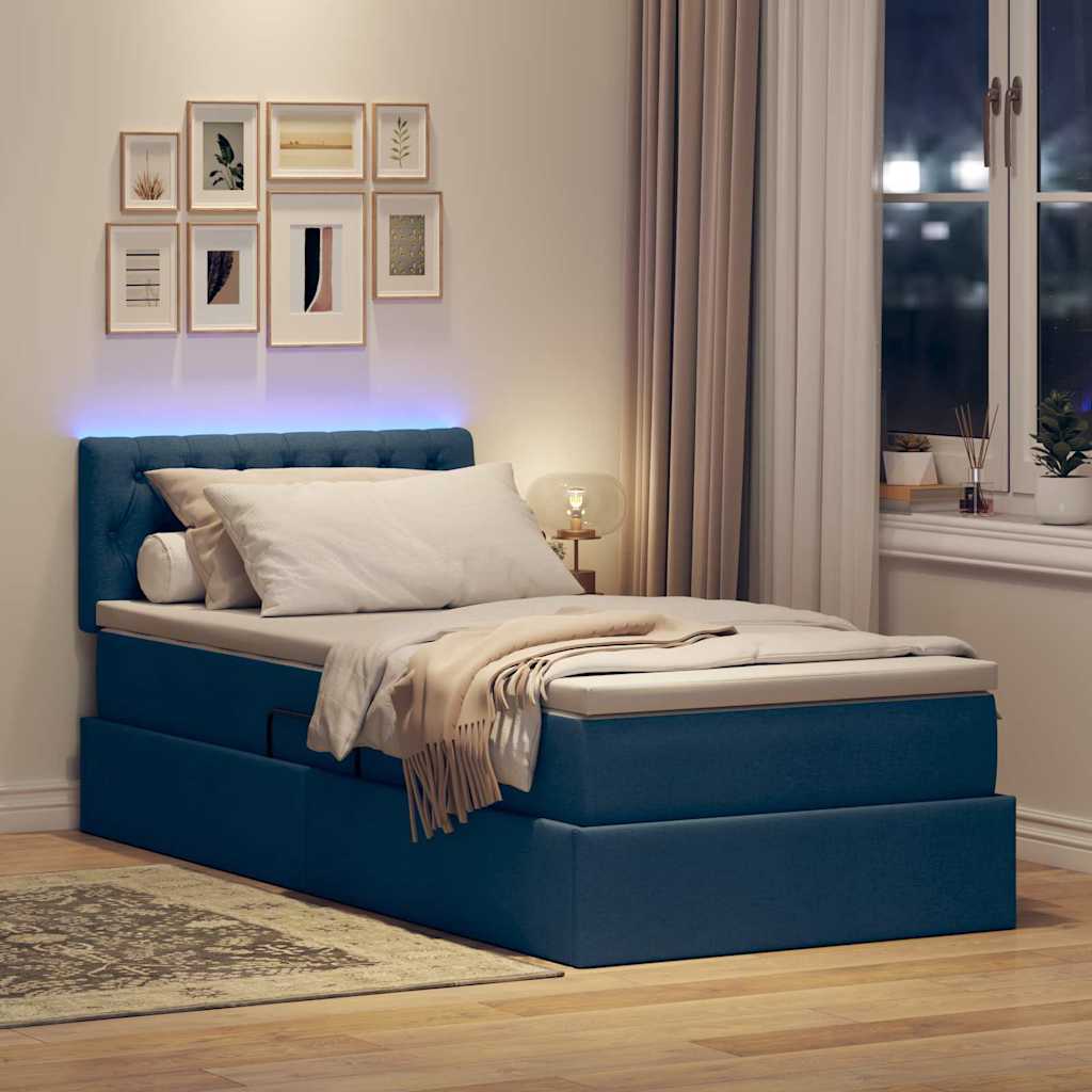 Krevet s prostorom za pohranu s LED-om Plava 90 x 200 cm