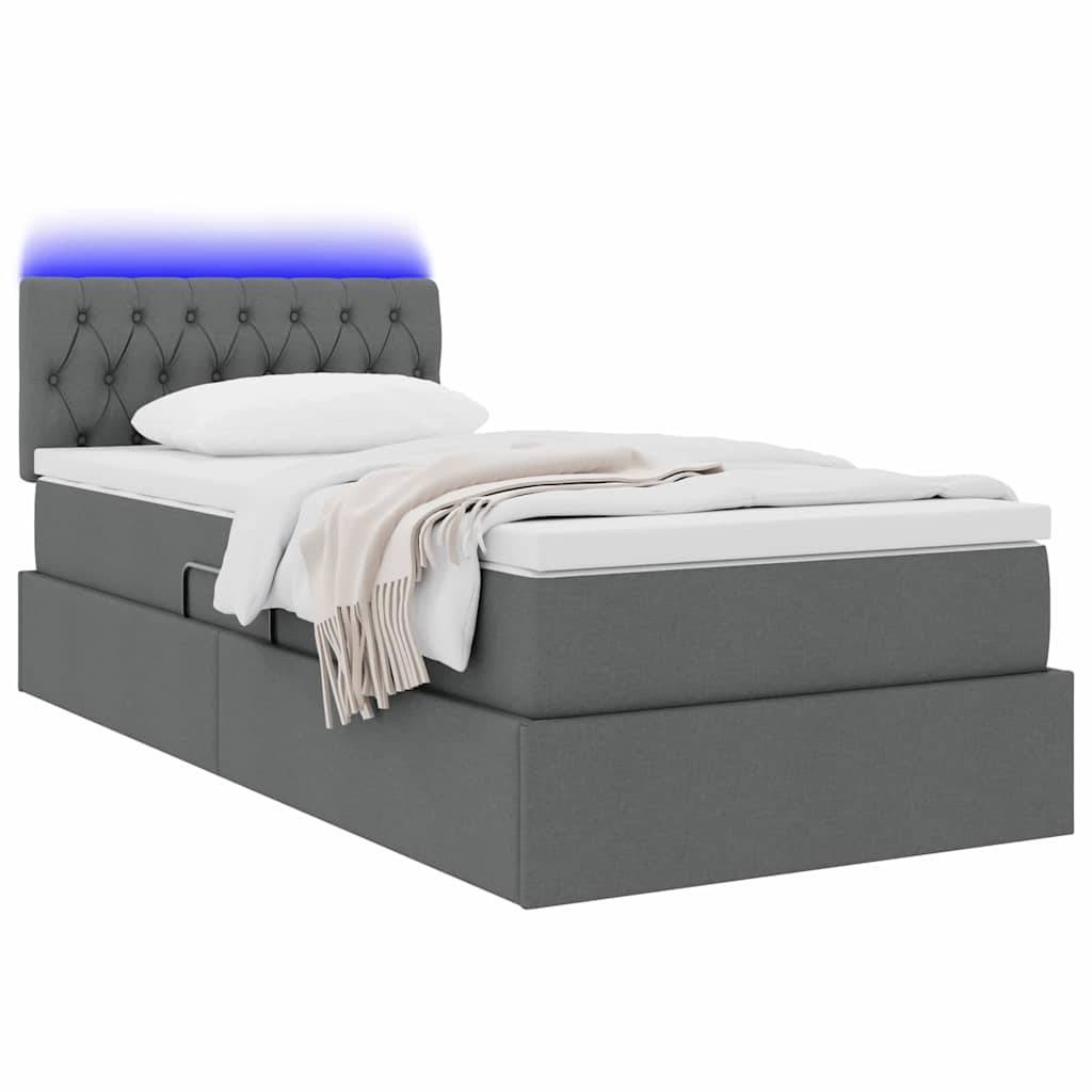 Krevet s prostorom za pohranu s LED-om Tamno siva 100 x 200 cm