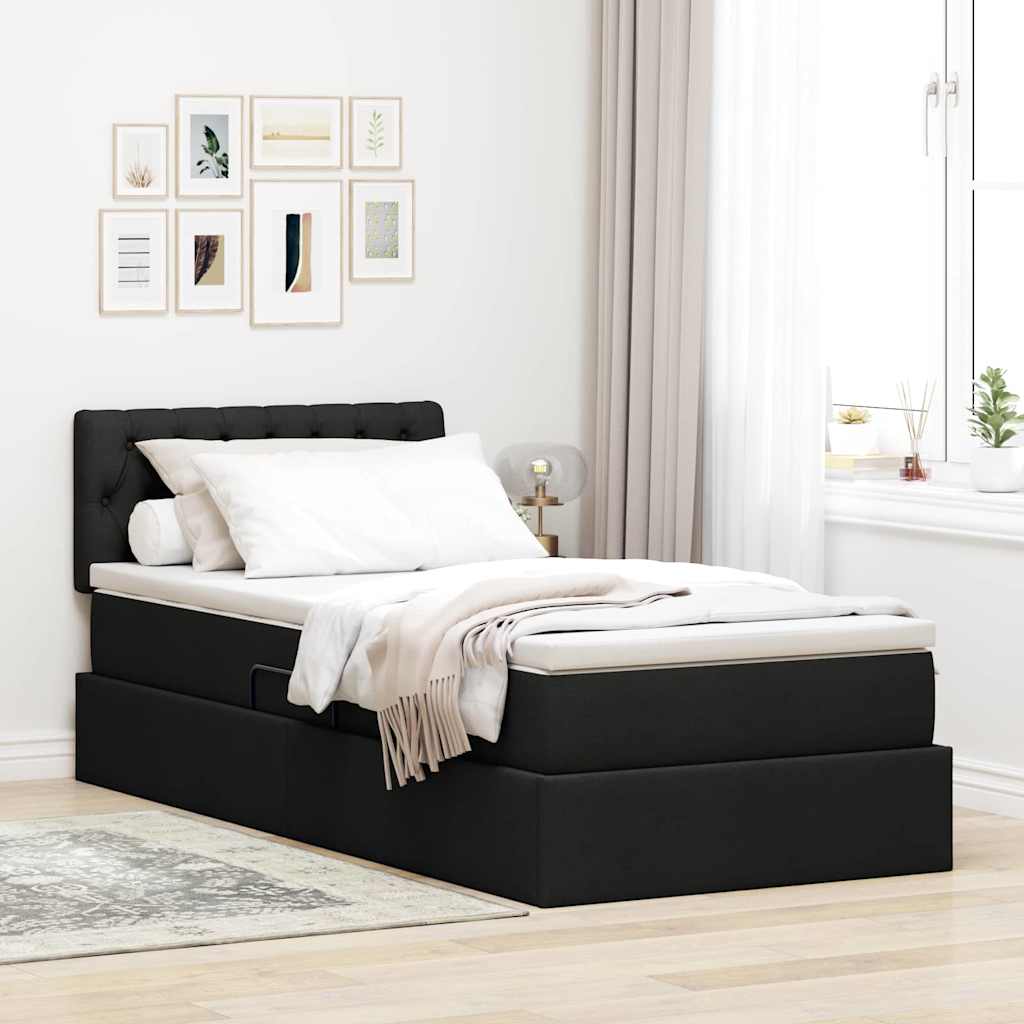 Krevet s prostorom za pohranu s LED-om Crna 100 x 200 cm