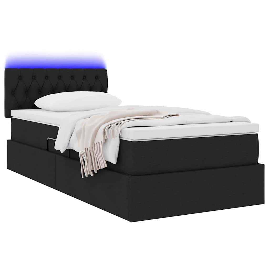 Krevet s prostorom za pohranu s LED-om Crna 100 x 200 cm