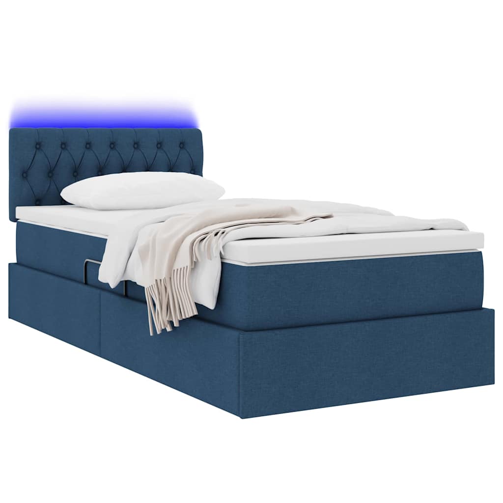 LED krevet za pohranu s madracem Plava 100 x 200 cm Tkanina