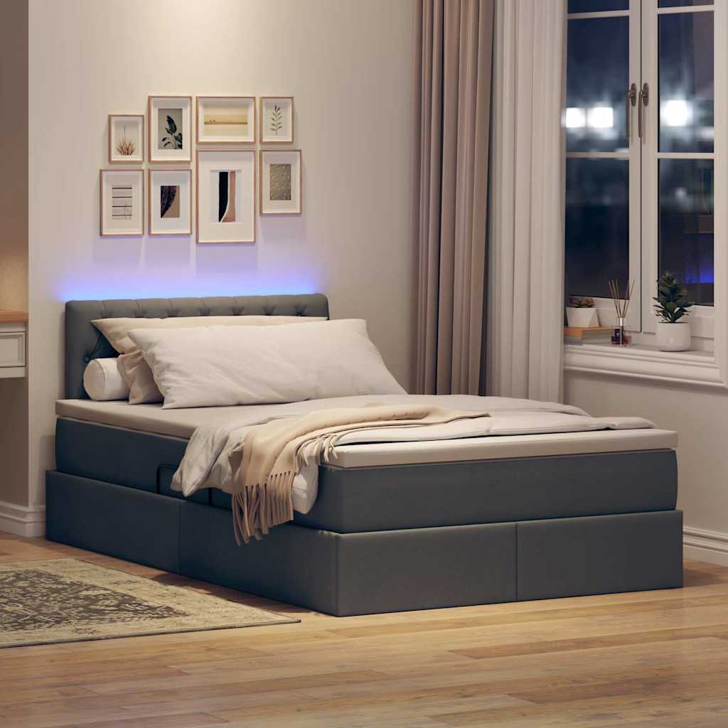 Krevet s prostorom za pohranu s LED-om Tamno siva 120 x 200 cm