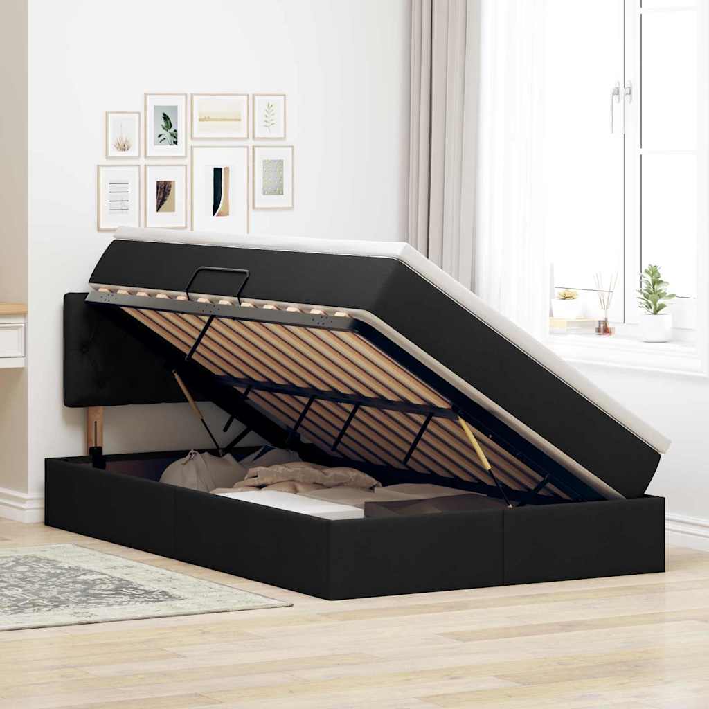 Krevet s prostorom za pohranu s LED-om Crna 120 x 200 cm
