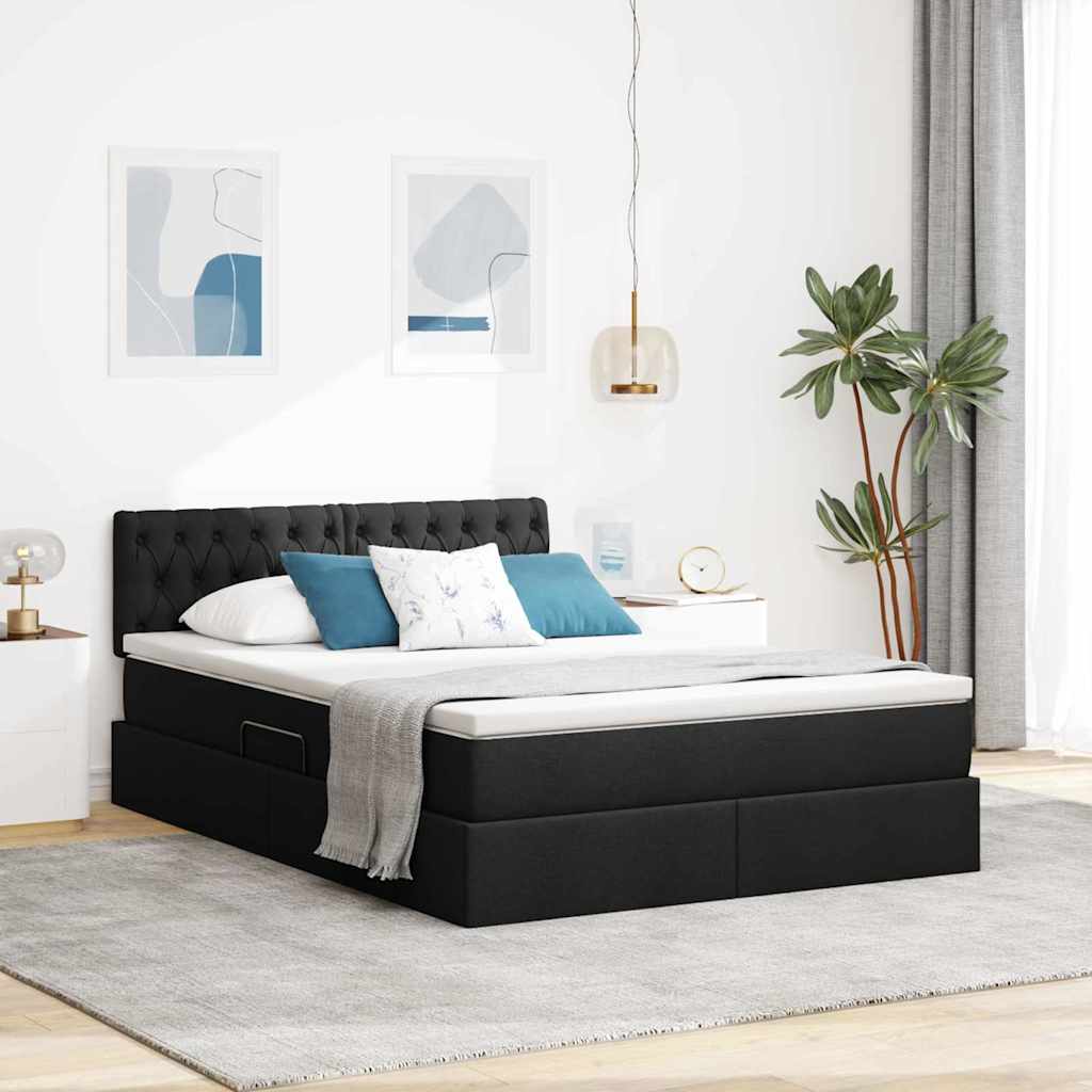 Krevet s prostorom za pohranu s LED-om Crna 140 x 190 cm