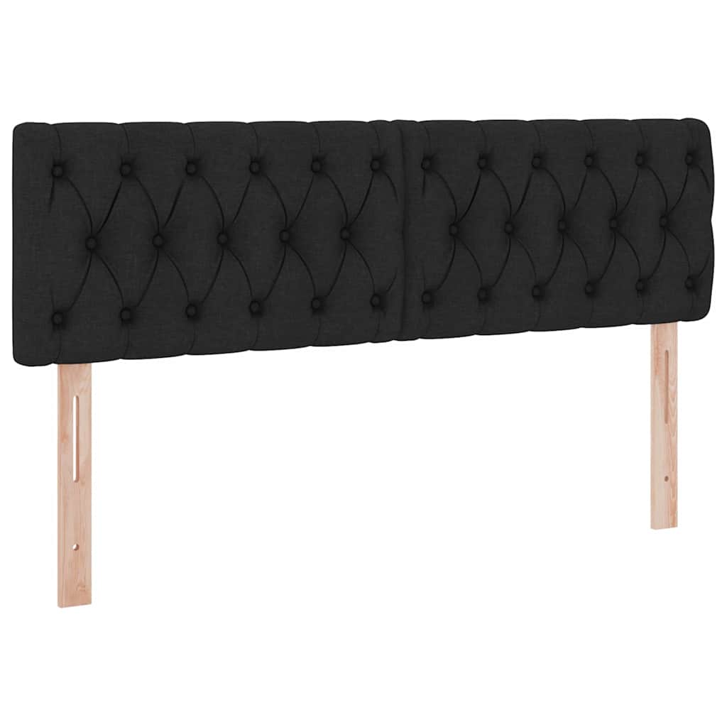 LED krevet za pohranu s madracem Crna 140 x 190 cm Tkanina