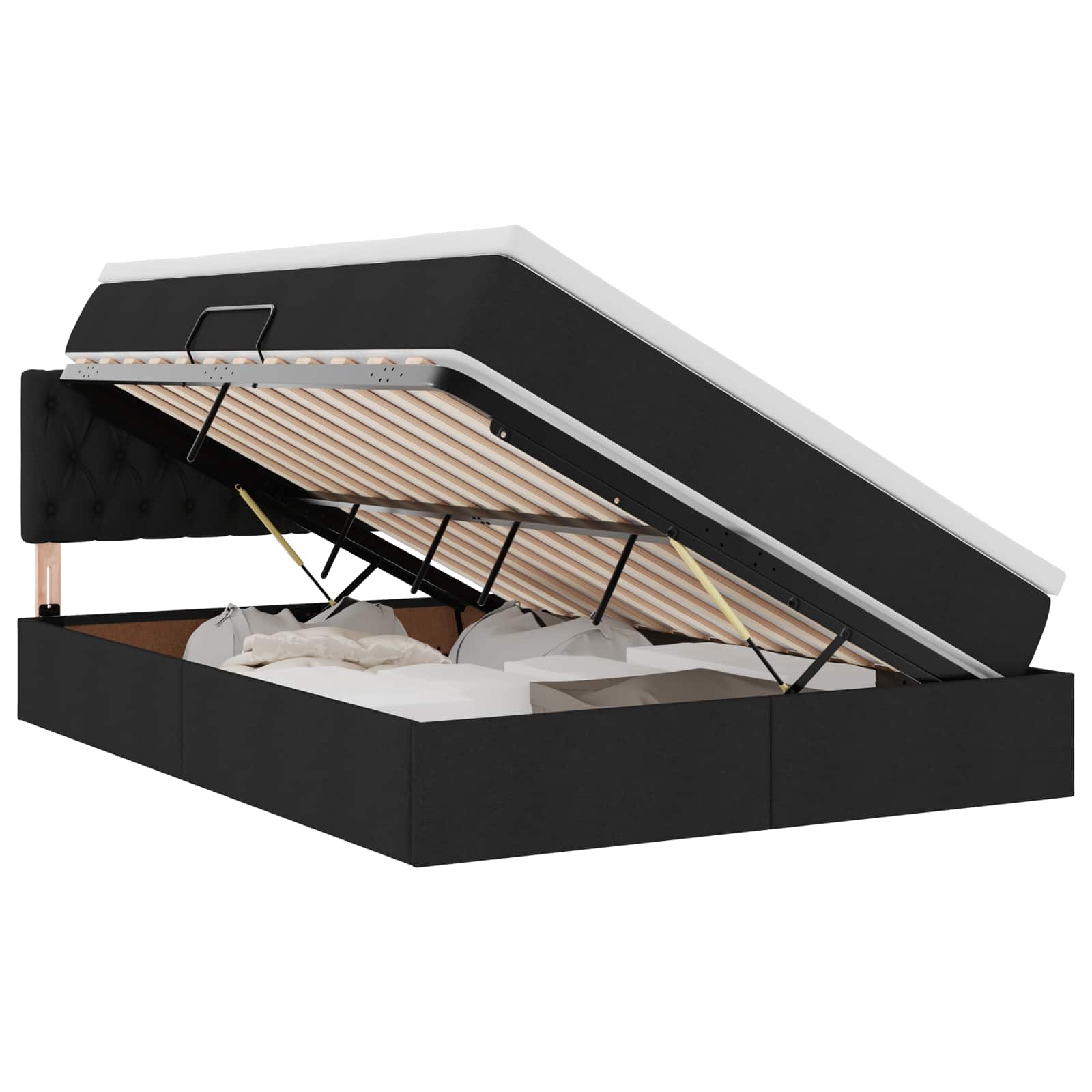 Krevet s prostorom za pohranu s LED-om Crna 140 x 200 cm