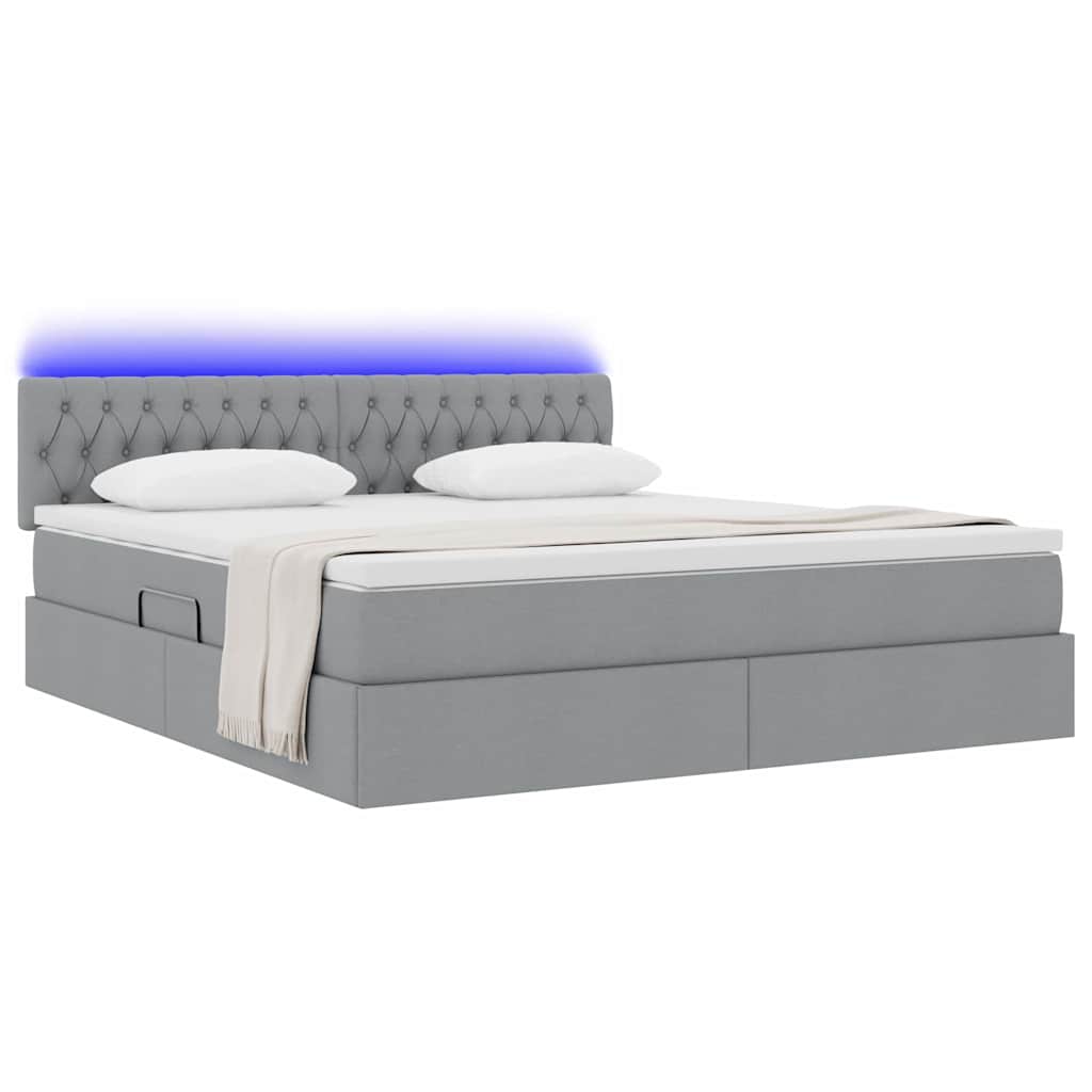 LED krevet za pohranu s madracem Svjetlosiva 160 x 200 cm
