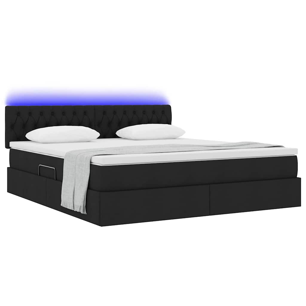 Krevet s prostorom za pohranu s LED-om Crna 160 x 200 cm