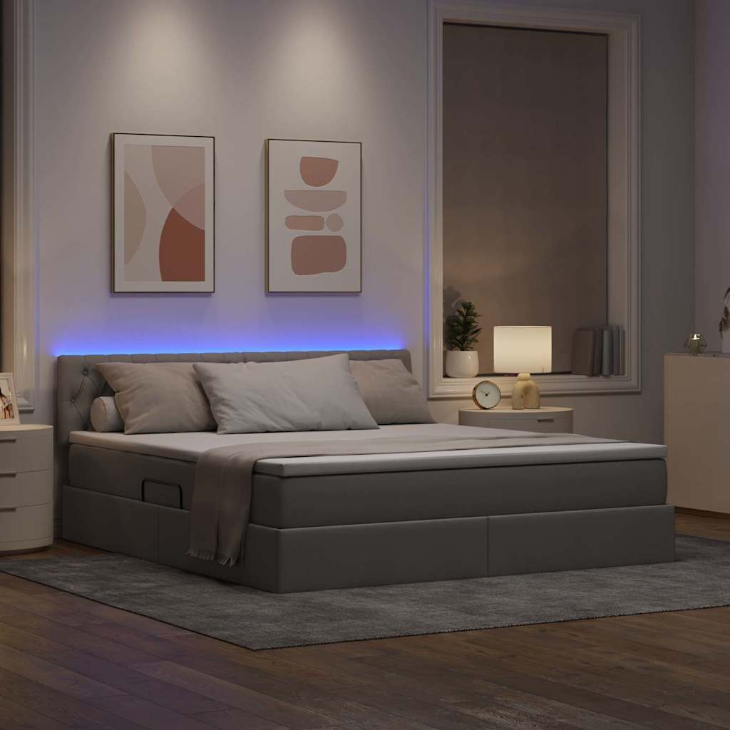 Krevet s prostorom za pohranu s LED-om Sivo-smeđa 180 x 200 cm