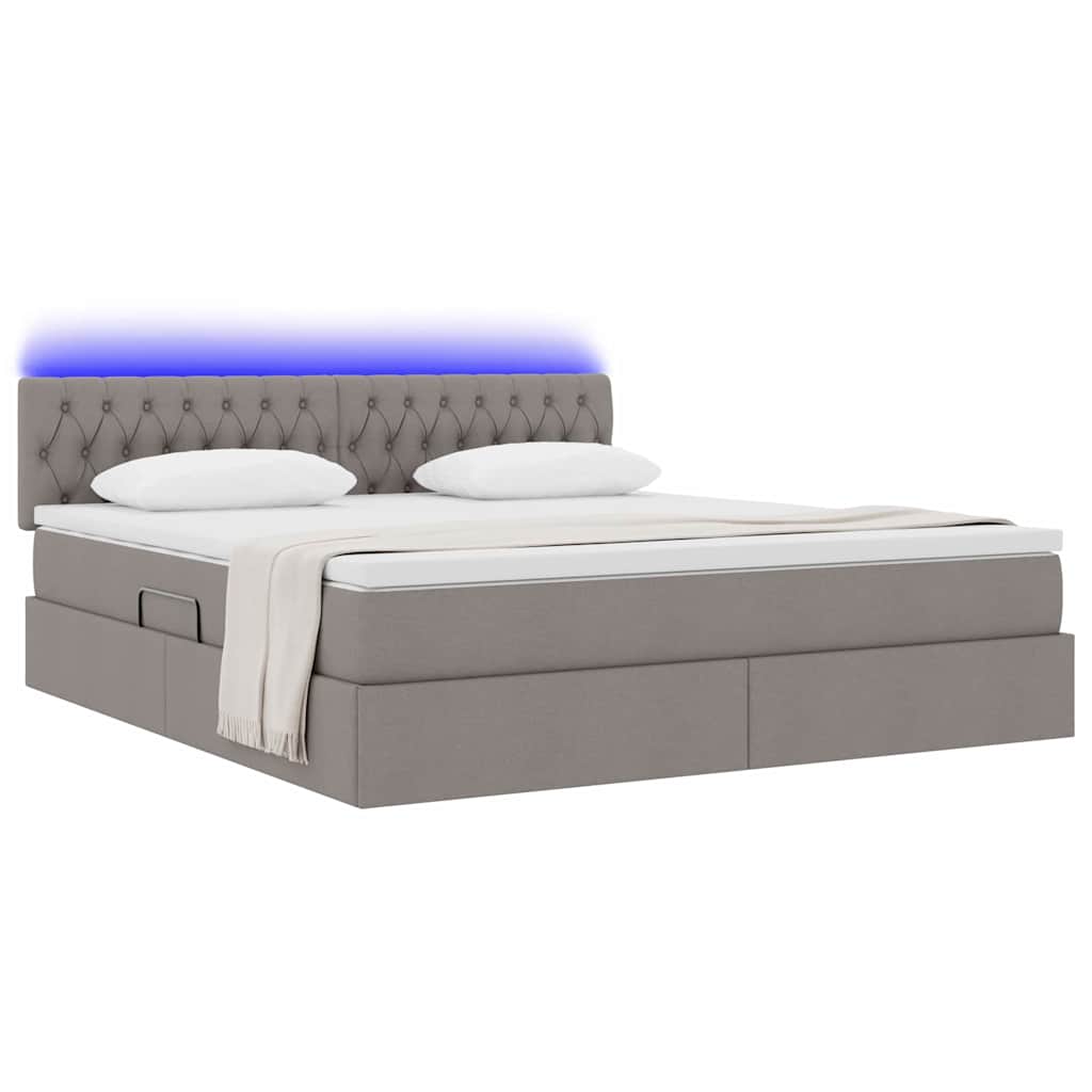 Krevet s prostorom za pohranu s LED-om Sivo-smeđa 180 x 200 cm