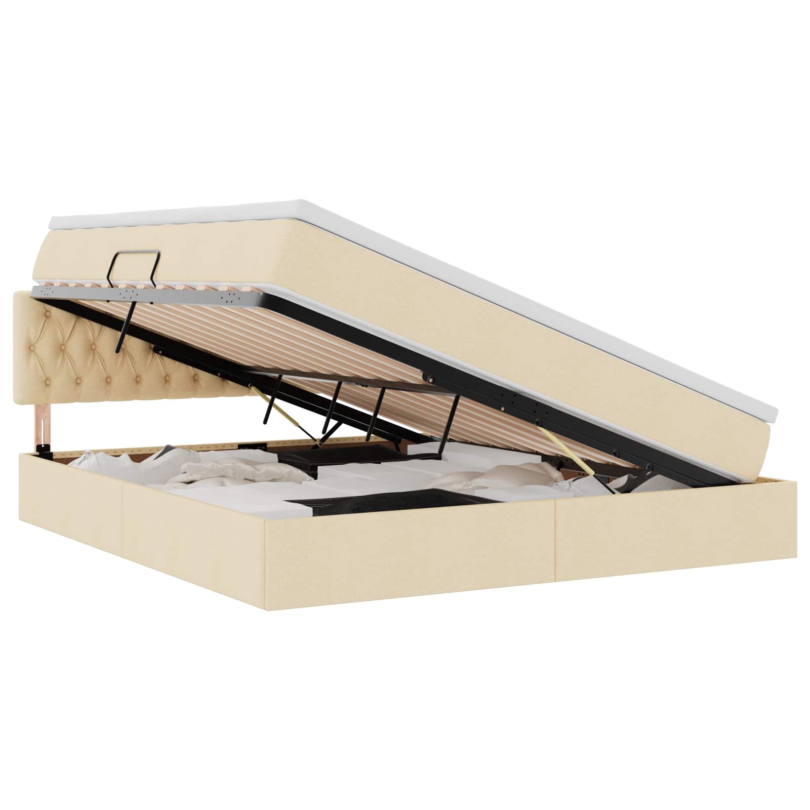 Krevet s prostorom za pohranu s LED-om Krema 180 x 200 cm