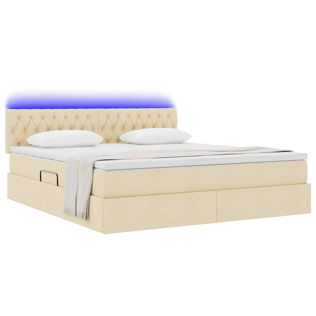 Krevet s prostorom za pohranu s LED-om Krema 180 x 200 cm