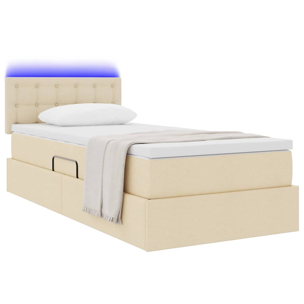 Krevet s prostorom za pohranu s LED-om Krema 90 x 200 cm