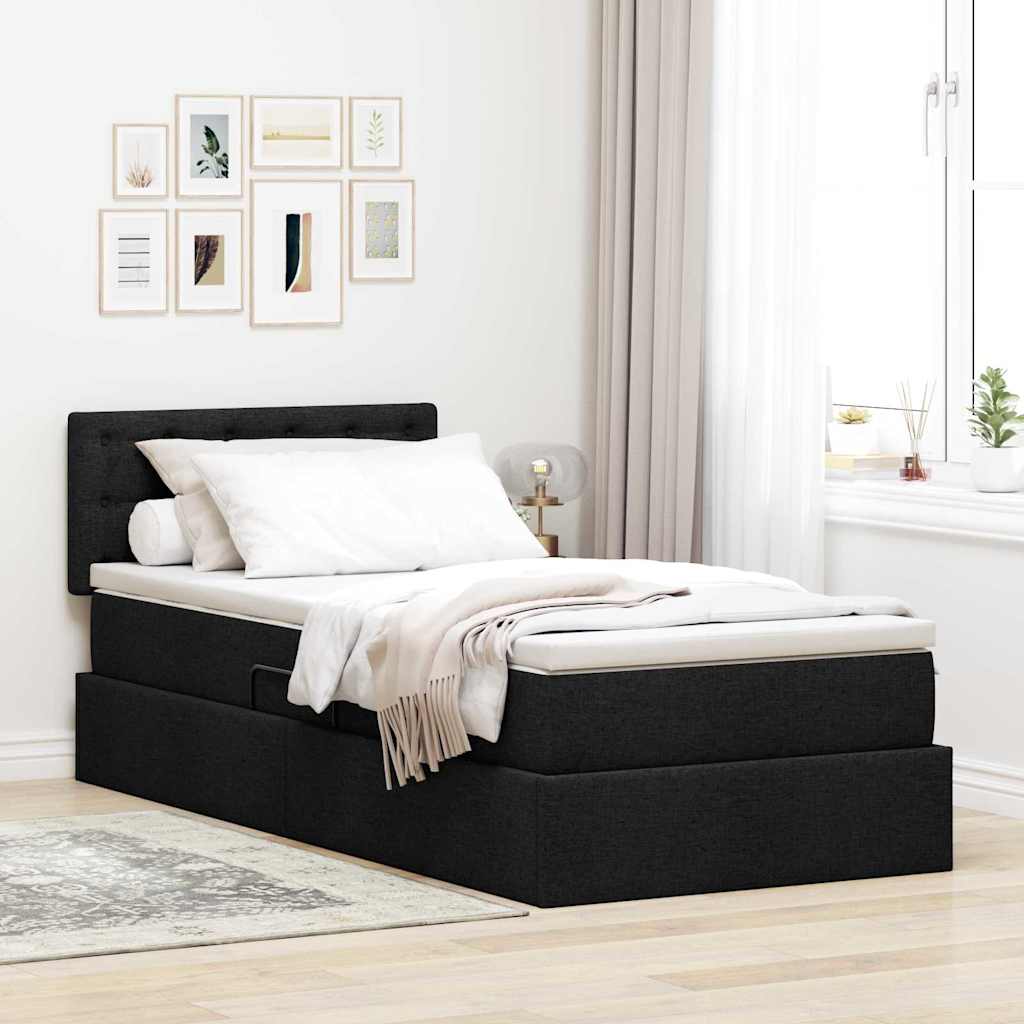 Krevet s prostorom za pohranu s LED-om Crna 100 x 200 cm